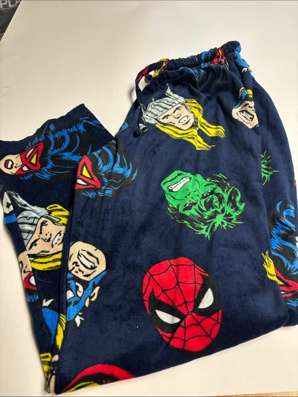 Marvel Kids Navy Superhero Face Print Pajama Pants